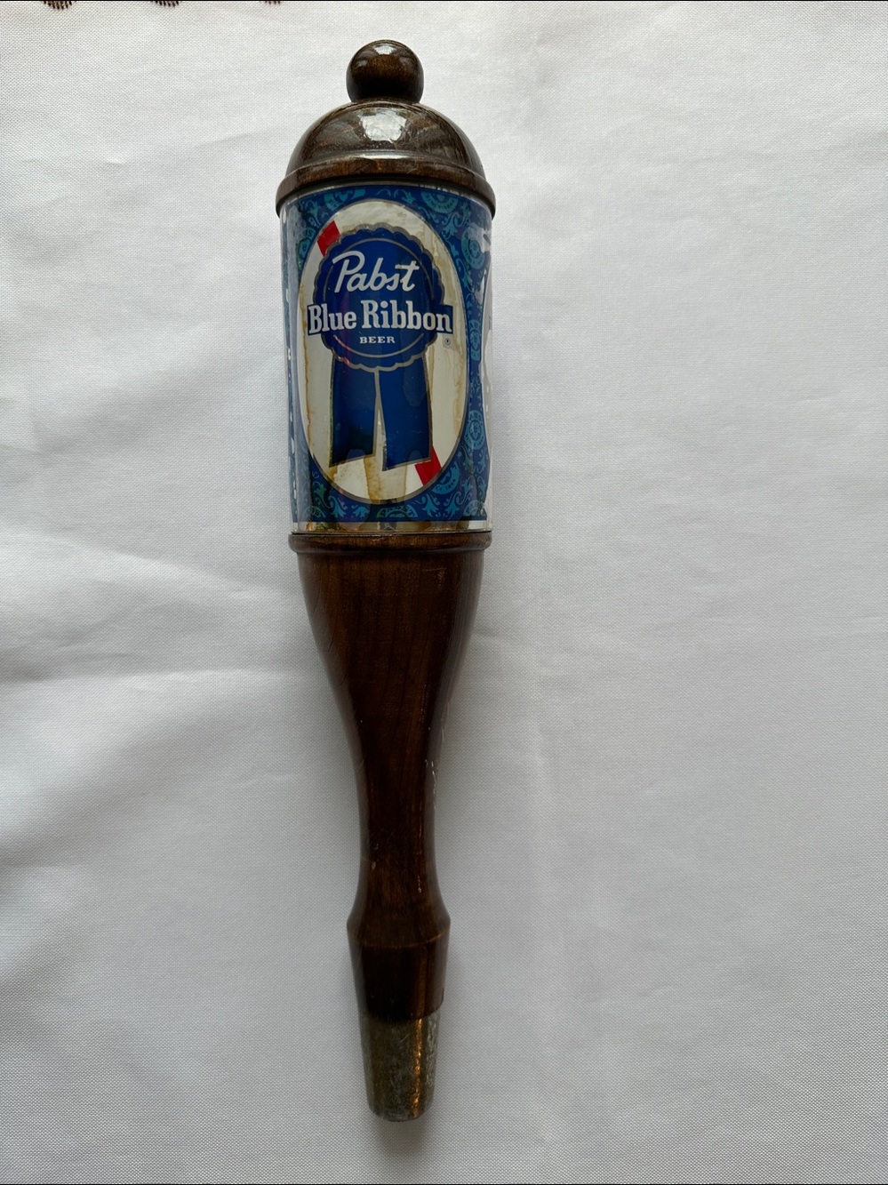 Pabst Blue Ribbon Wooden Tap Handle - Blue Ribbon Graphic Breweriana 1970's - Picture 3 of 12
